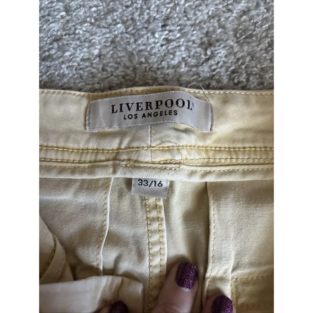 Liverpool Trouser Shorts Size 16/33 Mustard Gold Cuffed Hem Soft Stretchy NWT S1